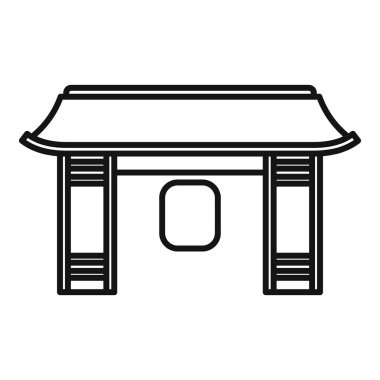 Geleneksel Japon kapısı girişi siyah ana hat tarzında duruyor.