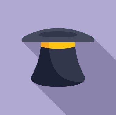 Altın bantlı klasik kara büyücü şapkası, uzun bir gölge, sihir ve illüzyonu temsil etmek için mükemmel.