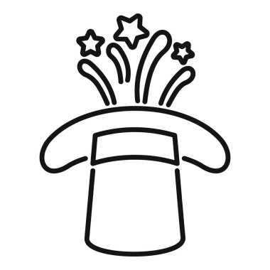 Siyah ve beyaz çizgili klasik sihirli bir şapka, yıldızların üstten fırladığı.