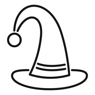 Sihirbaz şapkasının basit bir çizgisi, kıvrımlı ucu ve yuvarlak dekorasyonu var.