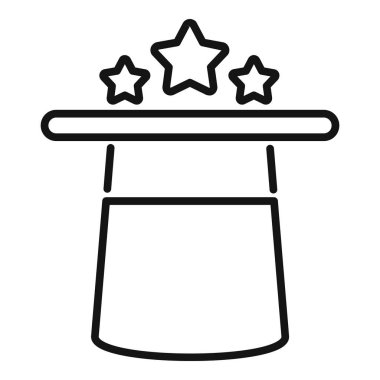 Üst çizgi simgesinden yıldızlı sihirli şapka, sihir numarası konsepti