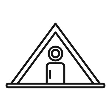 Sığınak arayan ve güvenli bir yer arayan bir insanın basit çizimi.