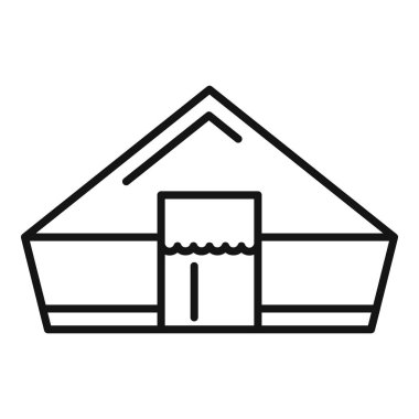 Çadırın çizgi simgesi, kamp ve açık hava eğlencesini temsil ediyor.