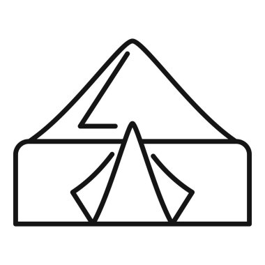 Kamp çadırının çizgi sanatı simgesi. Barınak sağlıyor ve açık hava macerası kavramını temsil ediyor.