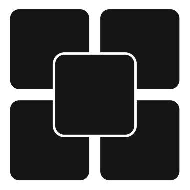 Siyah modül blokları daha büyük bir kare oluşturuyor, modül kavramları için kullanışlı simge