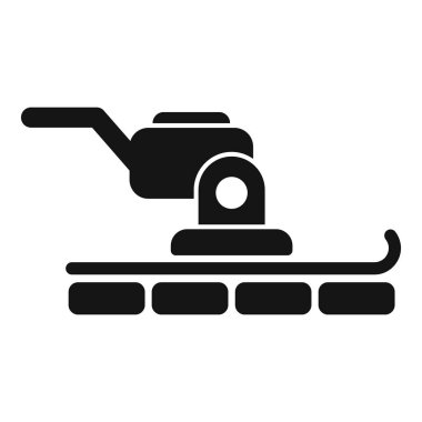 Black glyph icon for a snow grooming machine preparing a cross country ski trail clipart