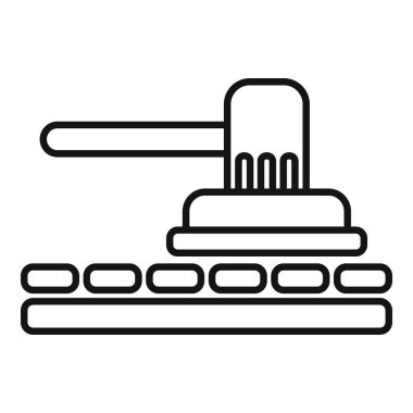 Otomatik endüstriyel makine taşıma bandındaki tuğlalara ana hatlarıyla basıyor