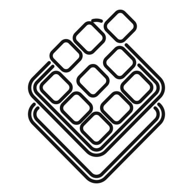 Kare waffle 'ın basit siyah beyaz simgesi, şuruplu, kahvaltılık yemekleri temsil etmek için mükemmel.
