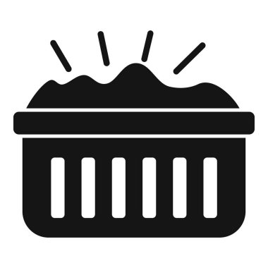 Kirli çamaşırlarla dolu bir çamaşır sepetinin siyah silueti ev işlerini ve ev işlerini sembolize ediyor.