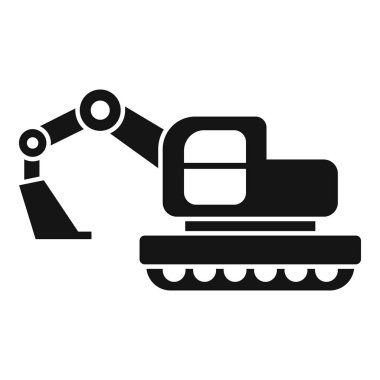 Bir inşaat alanı inşa simgesi üzerinde basit bir şekilde çalışan kazıcı