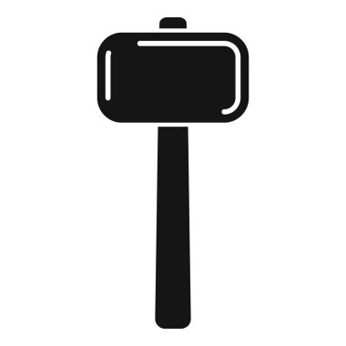 Demirci çekici, ahşap saplı, metal nesneler dövüyor, basit stil.