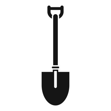 Dik duran siyah bir kürek silueti, basit bir bahçe aracı simgesi