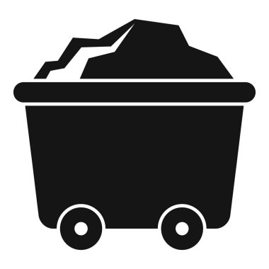 Kömür endüstrisinde kullanılan taş taşıyan bir maden arabasının siyah silueti.