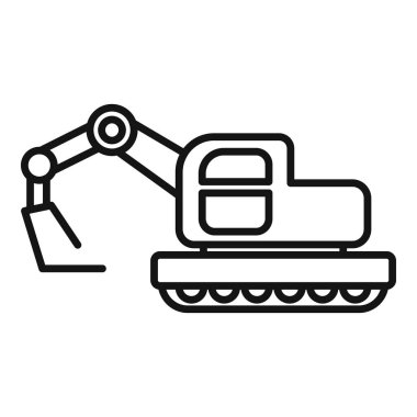 Uygulamalar ve web siteleri için inşaat alanı çizgisi simgesinde kürekle kazıcı kazısı