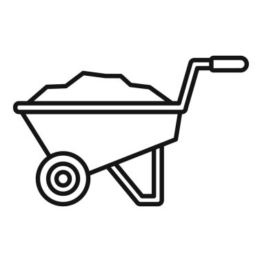 İnşaat el arabası inşaat ve inşaat işini temsil eden yapı malzemesi çizgisi simgesi taşıyor