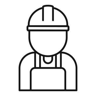 Bir inşaat işçisinin basit bir çizgisi simgesi. Başlık ve tulum takıyor.