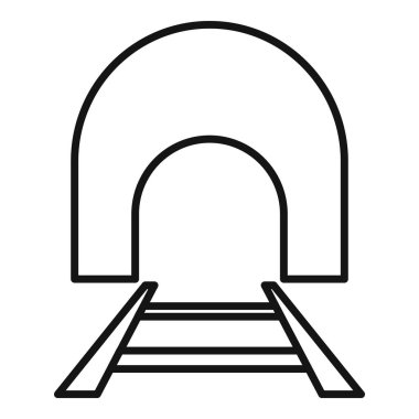 Parlak ışığa giden bir tren tünelinin basit çizgi resim simgesi