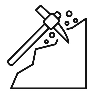 Bir kazmanın, bir dağa çarpıp madencilik kavramını temsil eden çizginin sanat simgesi.