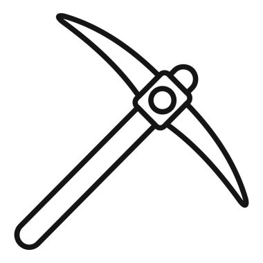 Tahta saplı bir kazmanın basit bir çizimi, madencilik ve maden çıkarma için kullanılan bir araç