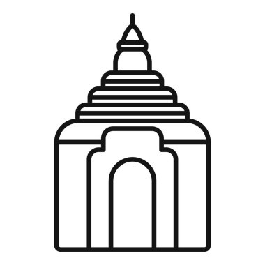 Geleneksel mimari sergilenen antik bir Asya tapınağı binasının çizgi sanat simgesi