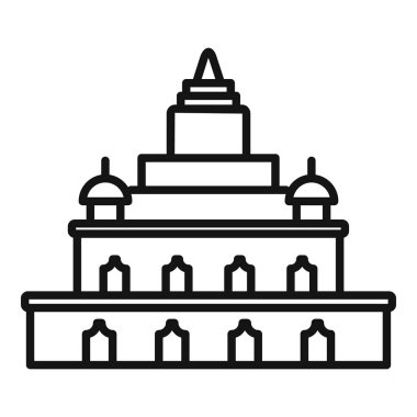 Kubbeleri ve süslü pencereleri olan basit bir Hint sarayı çizimi