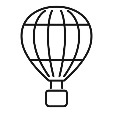 Seyahat veya turizm tasarımlarında kullanılacak sıcak hava balonunun basit siyah beyaz çizgisi çizimi