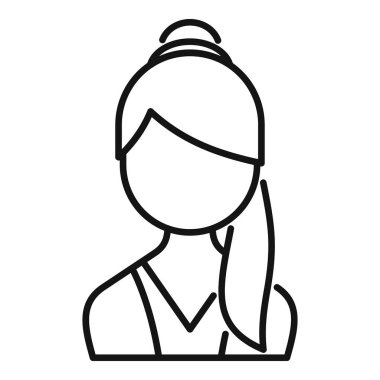 Saçı topuz şeklinde bağlanmış, stil ve sadelik duygusu taşıyan genç bir kadının basit çizimi.