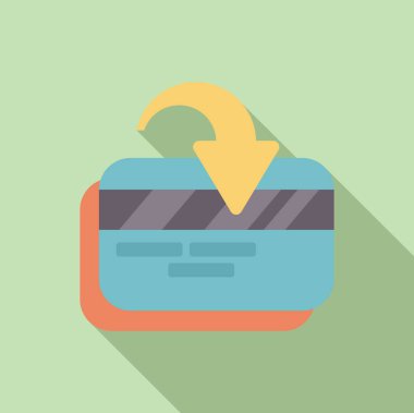 Bu renkli illüstrasyon, finans ve bankacılık kavramları için ideal olan bir kredi kartına fon transferini resmediyor