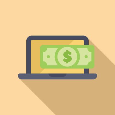 Ekranda dolar faturası gösterilen çevrimiçi ödeme kavramını gösteren dizüstü bilgisayar