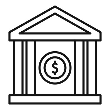 Finans kavramını gösteren bir banka binasının çizgi çizimi