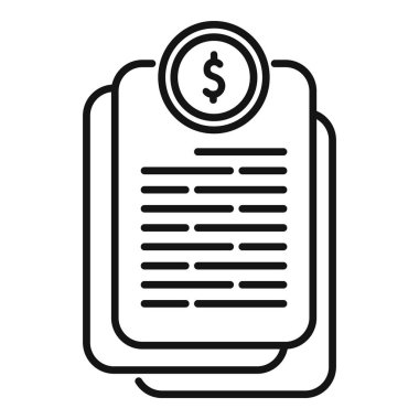 Madeni parayı temsil eden satır simgesi iş ve yatırımı sembolize eden dokümanlarla dolu dolar sikkesini gösteriyor