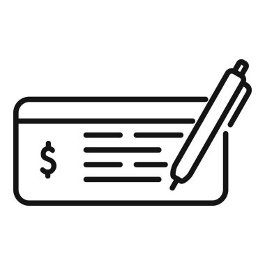 Dolar işaretiyle doldurulan bir banka çekinin çizgi sanat simgesi