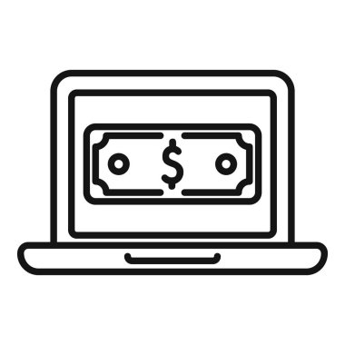 Çevrimiçi bankacılık, dijital işlemler ve finansal teknolojiyi temsil eden bir dolar banknotunu ekranda göster