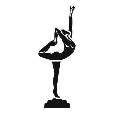 Zarif bir balerinin siyah ve beyaz silueti kaide üzerinde poz veriyor.