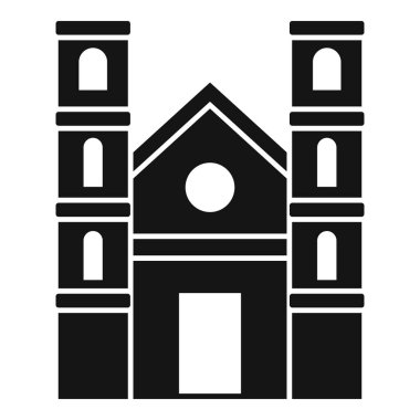 Dini veya turizmi temsil etmek için mükemmel iki kulesi olan bir kilise binasının simgesi.