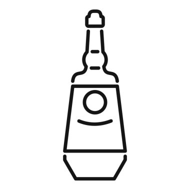 Damgalamak için eşsiz bir şekli olan bir şişe likör çizimi.