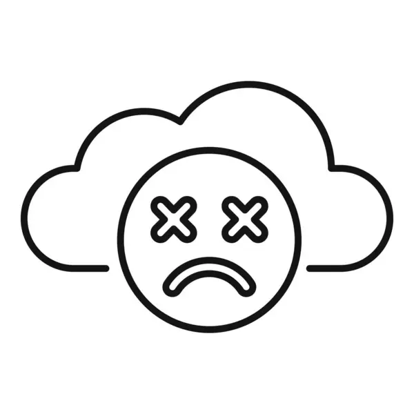 stock vector Simple outline icon of a cloud with a sad face, representing a disconnection issue