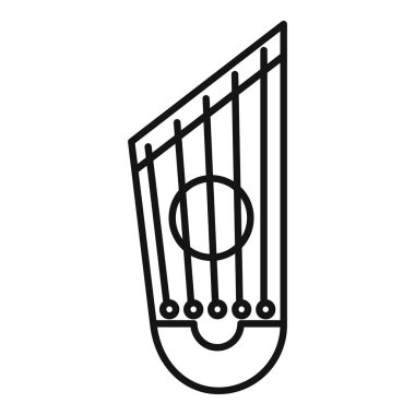 Antik Yunan lirinin basit bir simgesi, beyaz arka planda izole edilmiş bir müzik aleti.