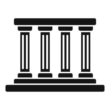 Yunan tarzında sütunları olan bir binanın basit siyah beyaz simgesi