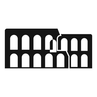 Eski bir binanın basit siyah silueti, harabe halini ve kayıp kısımlarını gösteriyor.