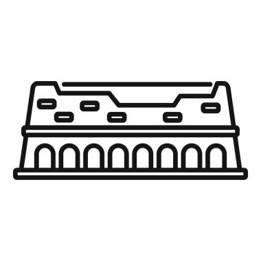 Kolezyumun basit çizgi simgesi, Roma mimarisinin modern toplum üzerindeki etkisini gösteriyor.