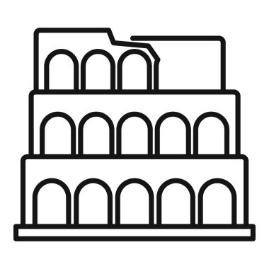 Hasarlı bir stadyumun çizgi sanat simgesi İtalyan tarihi ve kültürünü temsil ediyor.