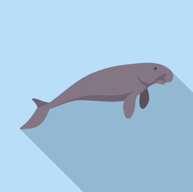 Deniz ineği su altında yüzüyor. Deniz yaşamı.