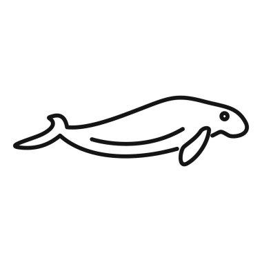 Deniz ineği yüzme kenarı görünümü minimal çizgi resim simgesi