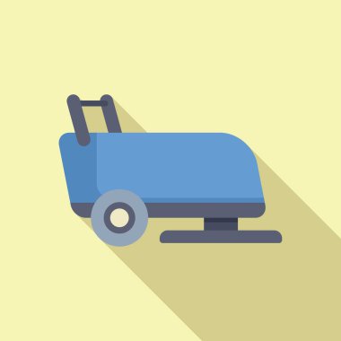 Temizlik makinesi yerleri siliyor uzun gölgeler yaratıyor, temizlik hizmeti kavramı