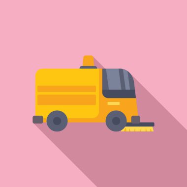 Sokakları fırçalarla temizleme makinesi, şehir hijyeni konsepti.