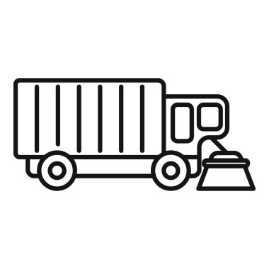 Yol yüzeyinden toprak çıkaran bir sokak temizleme kamyonunun basit simgesi