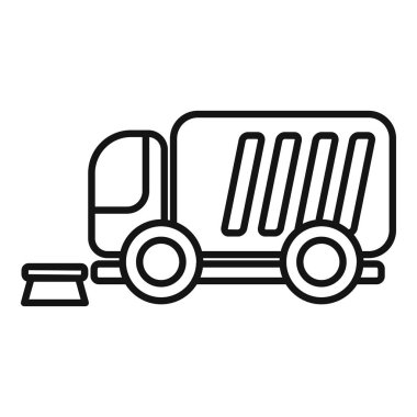 Yolu temizleyen bir sokak temizleme makinesinin basit çizgi simgesi