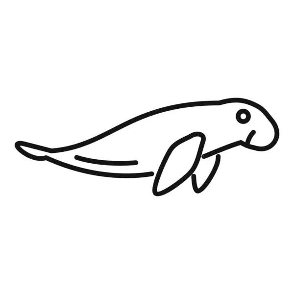 stock vector Simple line style icon of a swimming manatee