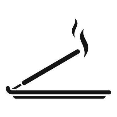 Yanan tütsü çubuğunun siyah beyaz simgesi aromatik duman yayarak rahatlatıcı bir atmosfer yaratıyor.